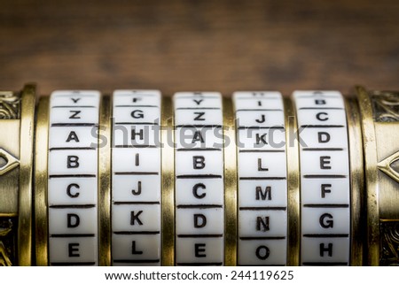 bible word as a password to combination puzzle box with rings of letters