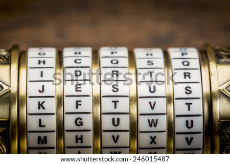 Jesus  word as a password to combination puzzle box with rings of letters