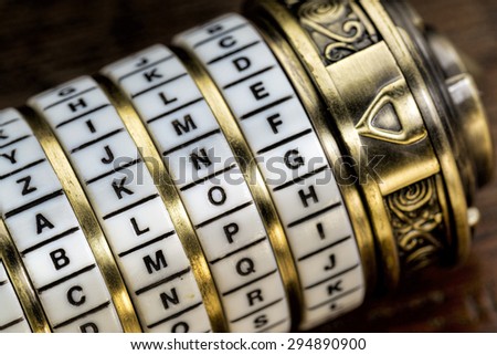 blog word as a password to combination puzzle box with rings of letters
