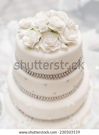 Wedding cake on light background