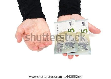 woman hand wants more money