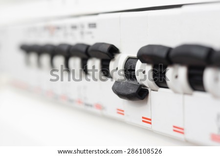 switched off fuse in 
electrical box, 
short circuit