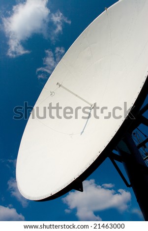 Satellite communication antenna against the blue sky