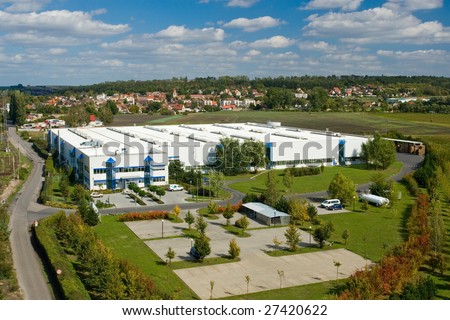 Panoramic photo of big company Thimm in czech republic