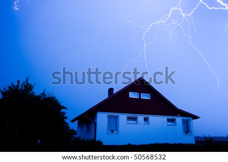 power energy lightning flash on blue background