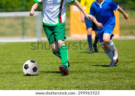 players kick football ball. soccer match team, football soccer game