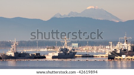Naval ships at port