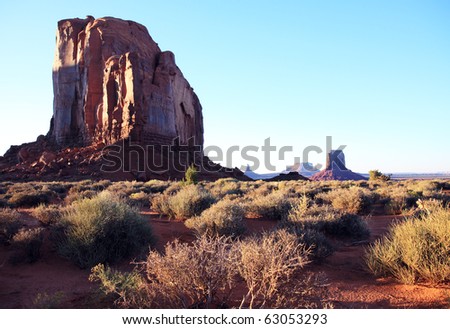 Scenic desert landscape on Navajo Indian reservation land in Arizona with scenic sandstone rock formations