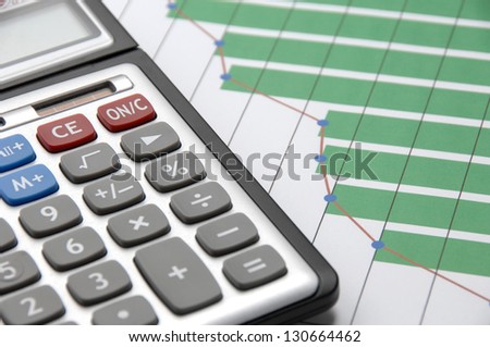 Calculator on a bar graph sheet