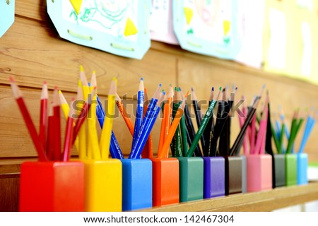 Color pencils in kindergarten Color pencils in kindergarten