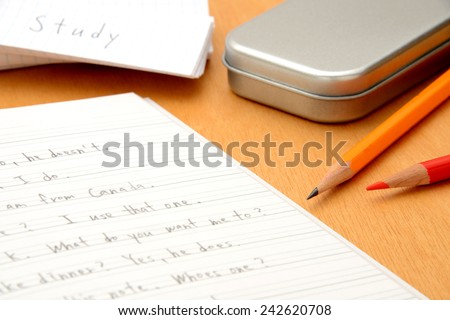 English education concept, notebook and pencil