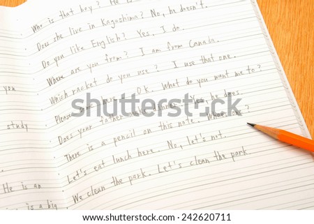 English education concept, notebook and pencil