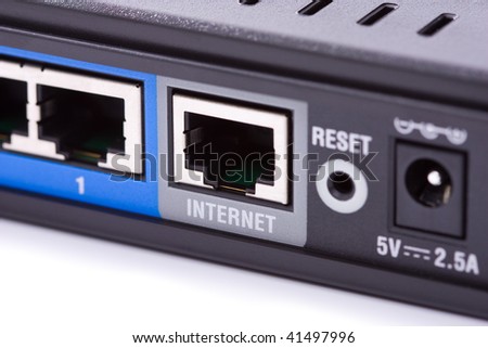 Router with special port to connection with Internet, isolated with clipping path
