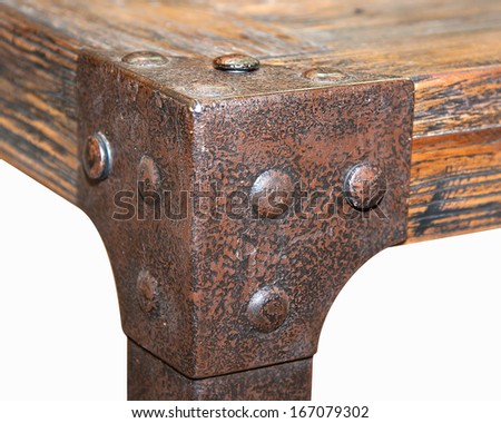 A piece of furniture made from copper. (The table). isolated on white background