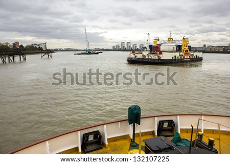 Woolwich Ferry, boat service across the River Thames, which is licensed by London River Services, maritime arm of Transport for London, November 19, 2012