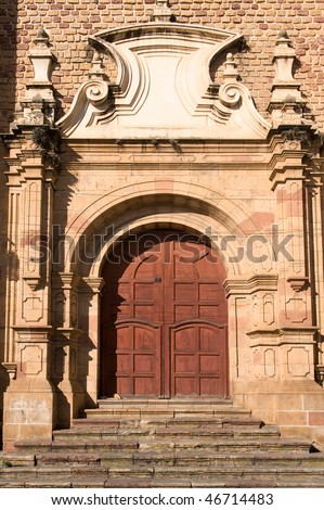 stock photo Old colonial church in Sucre Bolivia Front door