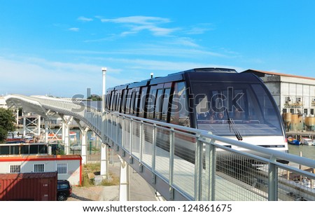 VENICE-JUL 29: Image of the People Mover which is a public transit system in Venice connecting  the Tronchetto island with Piazzale Roma on July 29,2011 in Venice.