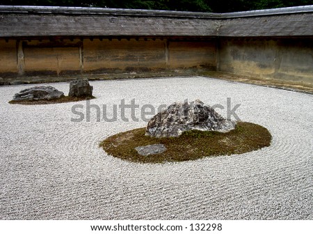 A zen rock garden in Ryoanji temple Kyoto,Japan