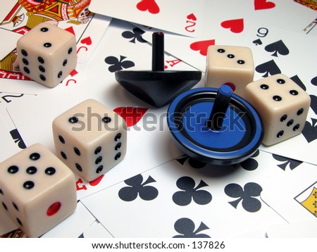 Cards tops and dice...casino atmosphere...