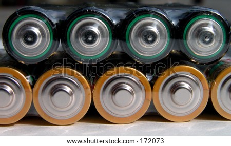 Two rows of batteries-close up