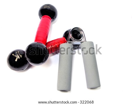 Force training tools over white background-natural look with shadows