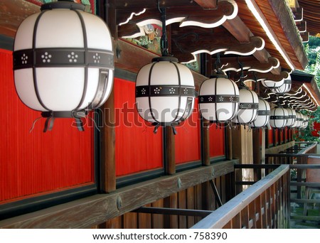 Interesting perspective with some Japanese lanterns-Kyoto,Japan