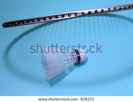 Badminton racket shuttlecock and few creative shadows.