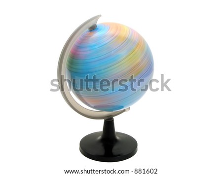 Earth globe spinning over white background with clipping path