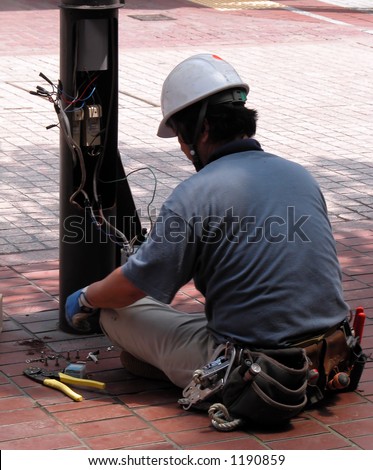 Electrician doing his job.