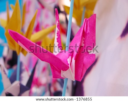 Pink origami-specific decoration for Tanabata Matsuri-a \