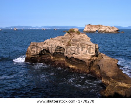 Rocky ocean-scape from Matsushima, Japan.
