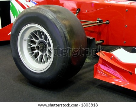 Close up of a formula one wheel.