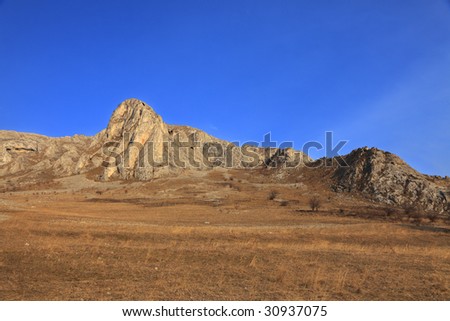 Arid landscape from Trascau Mountains,Romania, during the early spring season.