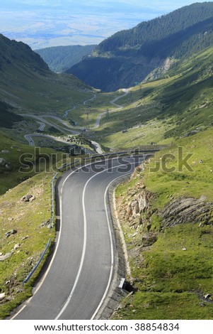 Fragment of a high altitude road in the mountains.Location:Transfagarasan the highest road in Romania.