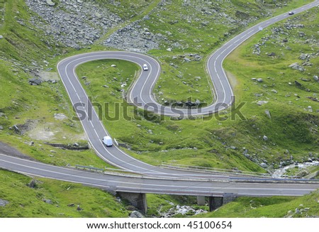 Fragment of a high altitude road in the mountains.Location:Transfagarasan road the highest road in Romania.