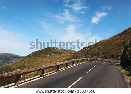 Image of a mountain road (to Pas de Peyrol- 1589m ) located in The Central Massif in Auvergne region of France. This is is the highest road in this massif
