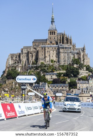 LE MONT SAINT MICHEL,FRANCE-JUL 10:The cyclist Matthew Harley Goss from  Orica-GreenEDGE Team cycling during the stage 11(time trial Avranches -Mont Saint Michel) of Le Tour de France on July 10, 2013