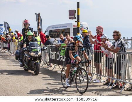 LE MONT VENTOUX, FRANCE-JUL 14:The Australian cyclist Richie Porte (Sky Procycling Team), climbing the last kilometer of the ascension to Mont Ventoux in the stage 15 of Tour of France on July 14 2013