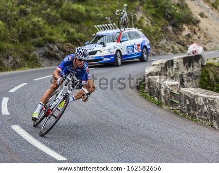 CHORGES, FRANCE- JUL 17:The French cyclist Alexandre Geniez from FDJ.fr Team pedaling during the stage 17 of Le Tour de France 2013, a time trial between Embrun and Chorges on July 17 2013