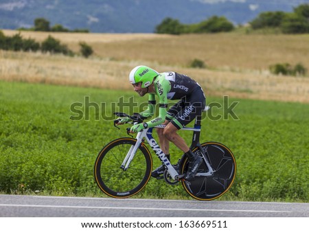 CHORGES, FRANCE- JUL 17:The Dutch cyclist Laurens ten Dam from Belkin Pro Cycling Team pedaling during the stage 17 of Le Tour de France 2013, a time trial between Embrun and Chorges on July 17 2013