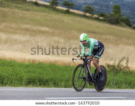 CHORGES, FRANCE- JUL 17:The Dutch cyclist Bauke Mollema from Belkin Pro Cycling Team pedaling during the stage 17 of Le Tour de France 2013, a time trial between Embrun and Chorges on July 17 2013