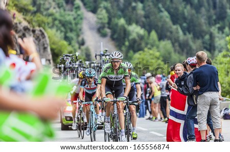 ALPE D\'HUEZ, FRANCE, JUL 18:The Dutch cyclist Robert Gesink from Belkin Pro Cycling Team climbing the difficult road to Alpe-D\'Huez, during the stage 18 of Le Tour de France on July 18 2013