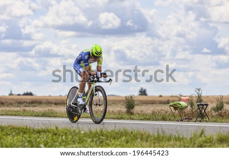 BEAUROUVRE,FRANCE,JUL 21:The German cyclist Dominik Nerz from Liquigas-Cannondale team pedaling during the 19 stage- a time trial between Bonneval and Chartres on July 21 2012.