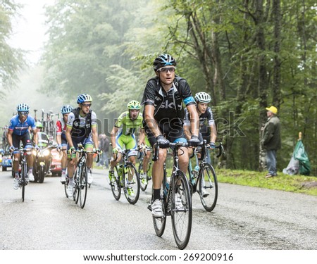 COL DU PLATZERWASEL, FRANCE - JUL 14:The cyclist Danny Pate of Team Sky, climbing the mountain pass Platzerwasel in Vosges Mountains during the stage 10 of Le Tour de France on July 14 2014
