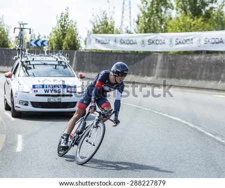COURSAC,FRANCE-JUL 26: The Swiss cyclist Marcel Wyss (IAM Cycling Team ) pedaling during the stage 20 ( time trial Bergerac - Perigueux) of Le Tour de France 2014.