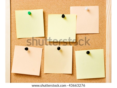 Pin board with pinned notes, useful as website template