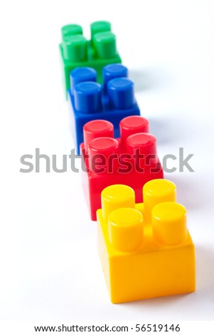Colorful isolated building blocks toy isolated over white background