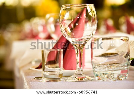 Arranged celebration table in fancy restaurant