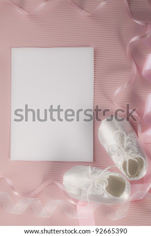 Blank card for new baby or baby shower invitation - stock photo