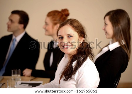 Portrait of happy Young businesswoman working in Office